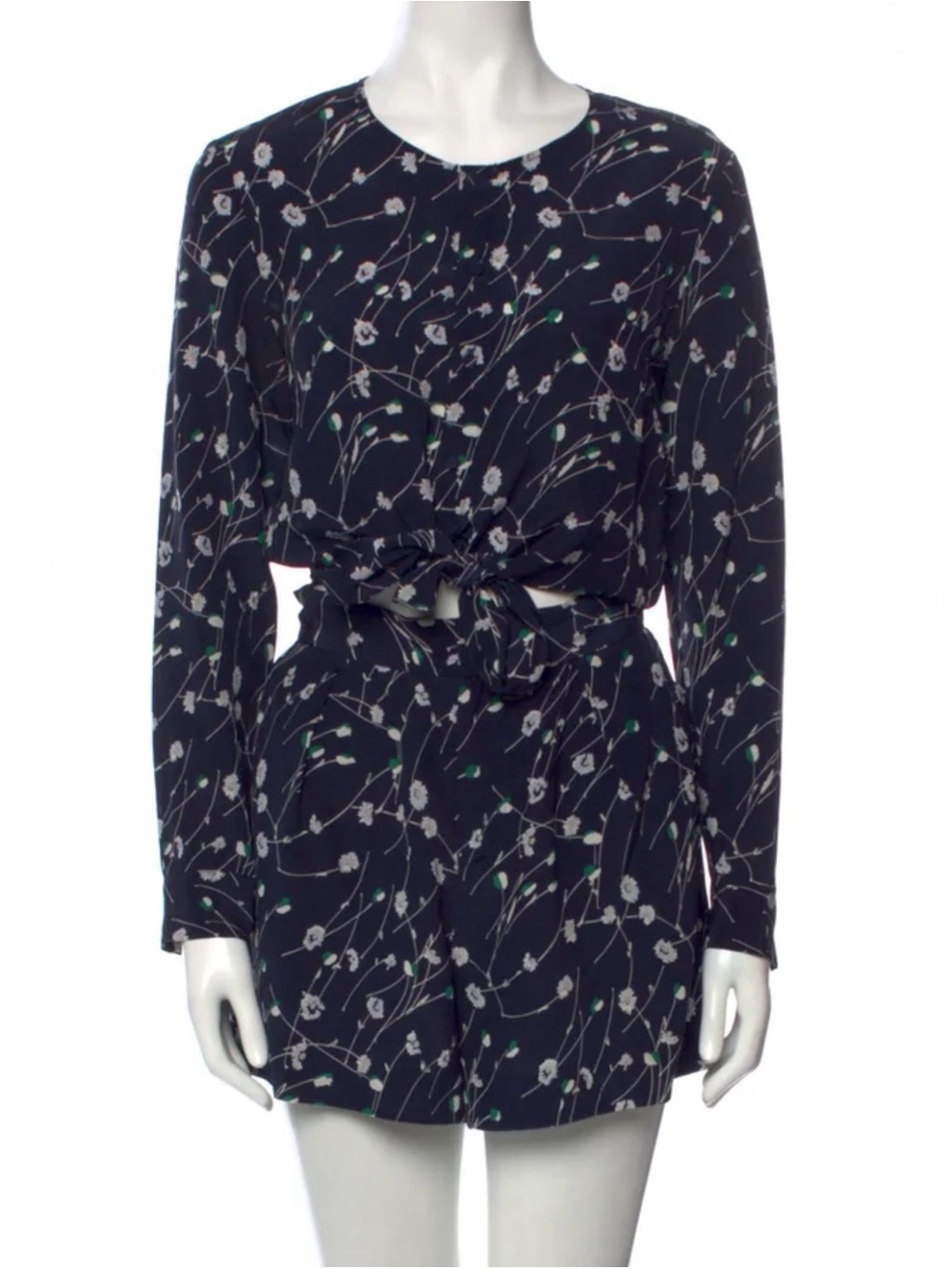 Club Monaco 100% Silk Floral Yurtie Romper Size XS